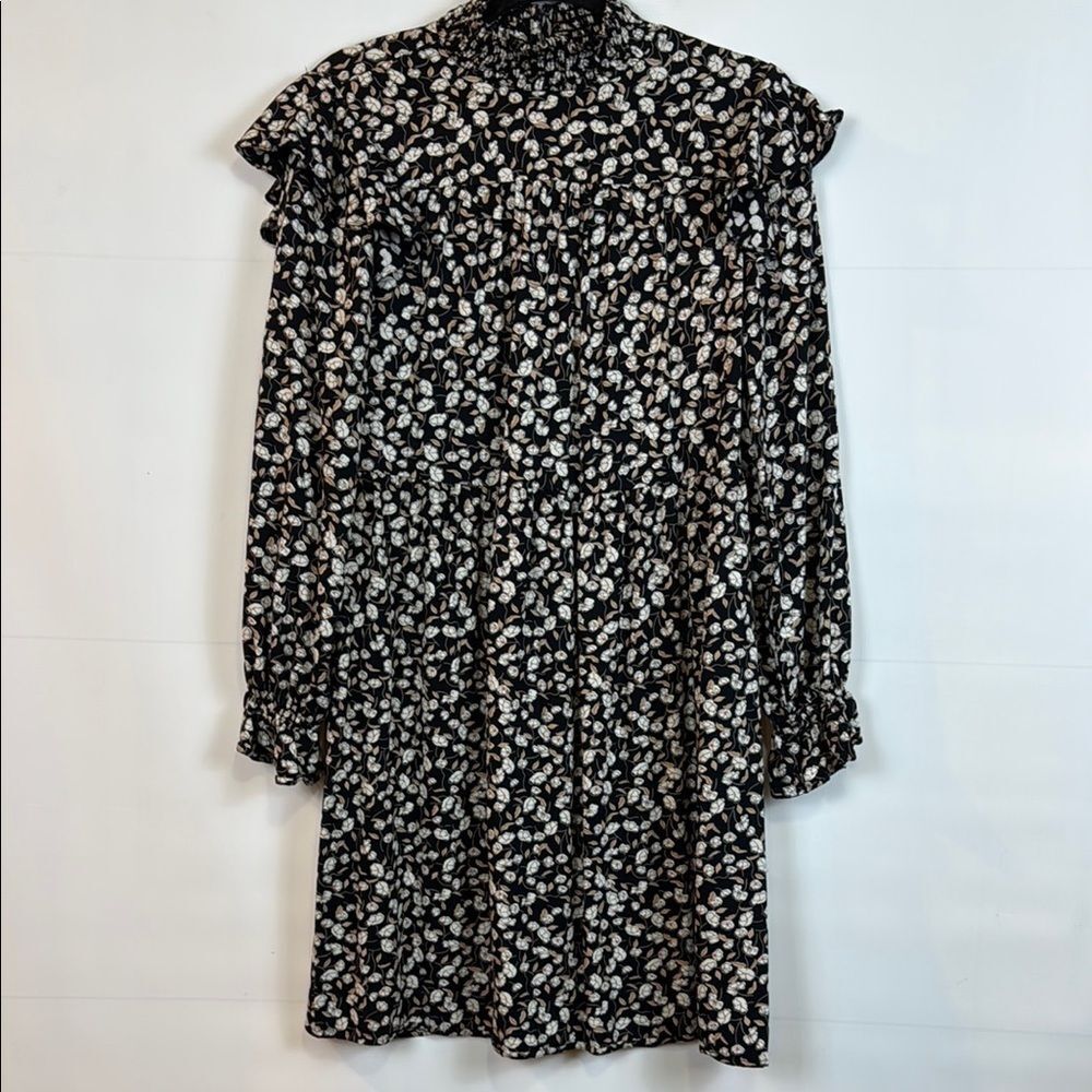 Pieces Floral Ruffled Long Sleeve Dress,  Medium